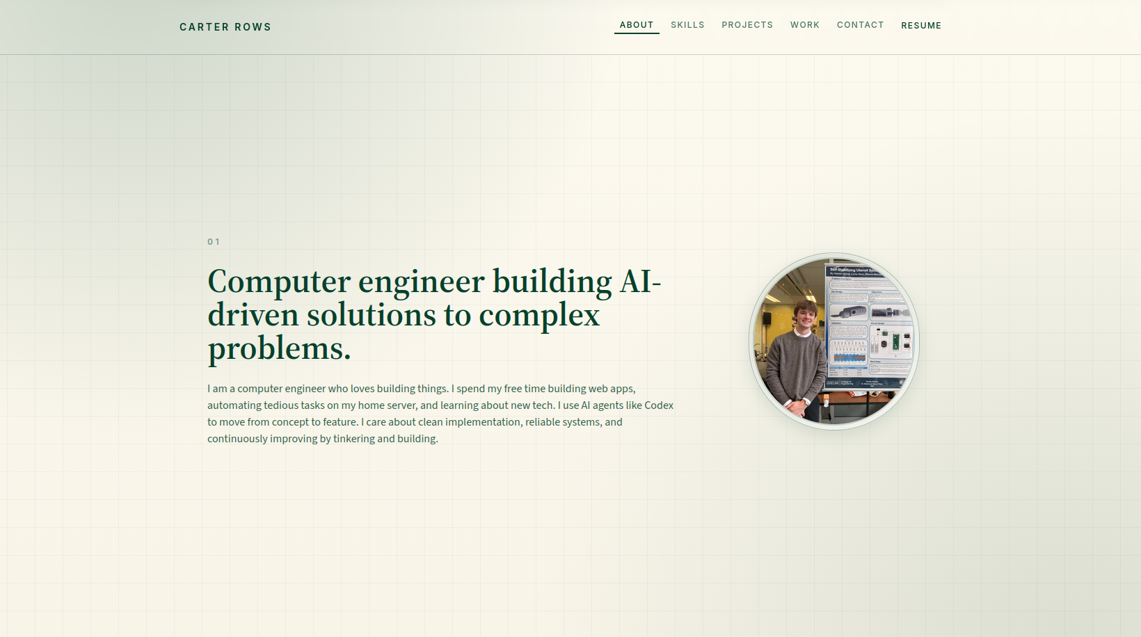 Screenshot of the personal website project